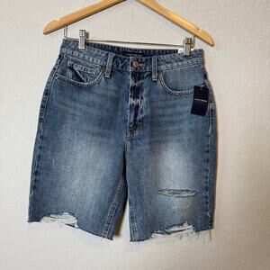 Lucky Brand Women's High Rise Bermuda Denim Blue Jean Shorts‎ Size 6 (28) NEW